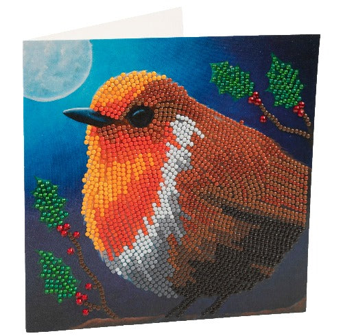 Festive Bird 18 x 18cm Crystal Art Card