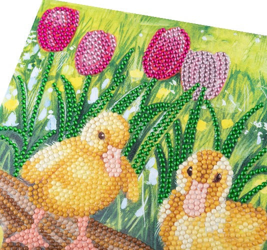 CCK-A98: "Spring Chicks" 18x18cm Crystal Art Card