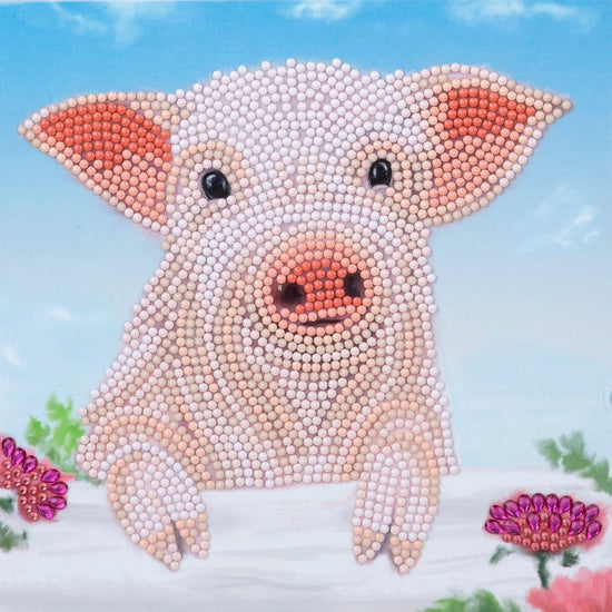 CCK-A100: "Pig on the Fence" 18x18cm Crystal Art Card