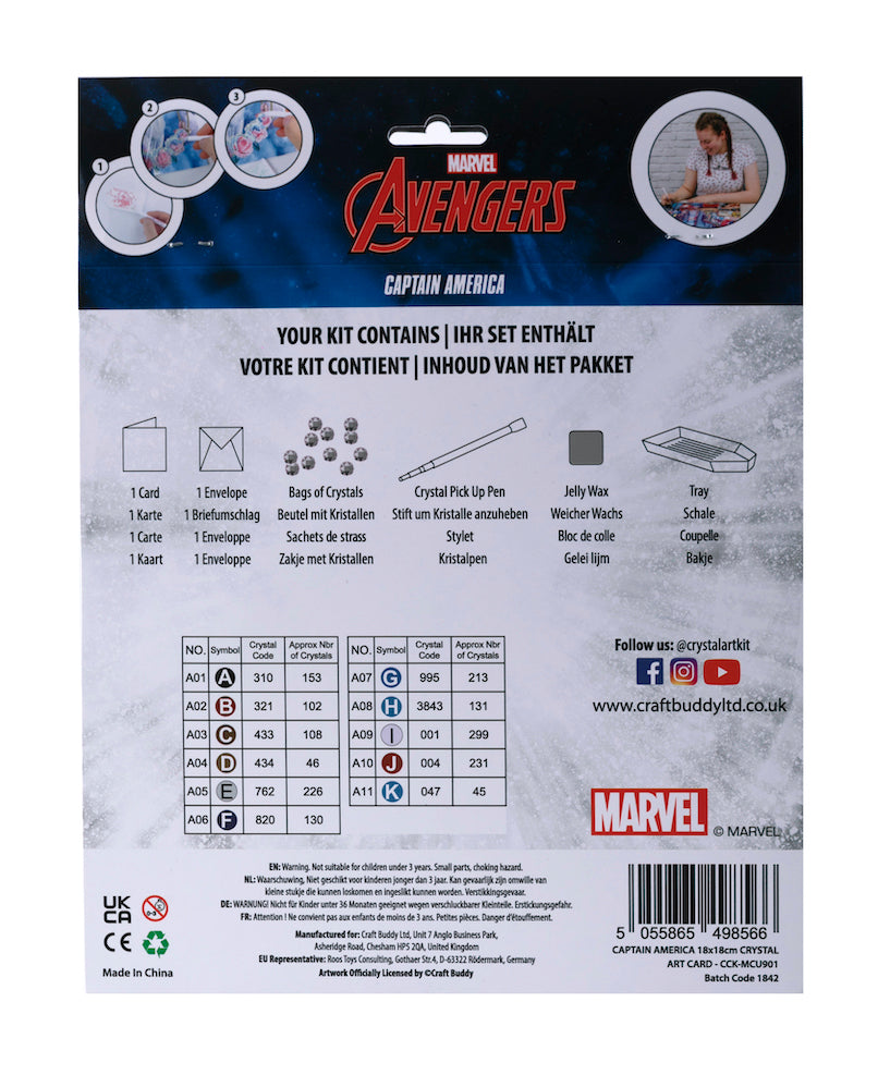 CCK-MCU901: Captain America 18x18cm Crystal Art Card