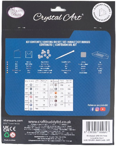 R2-D2 & C-3PO 18x18cm Crystal Art Card - Back Packaging