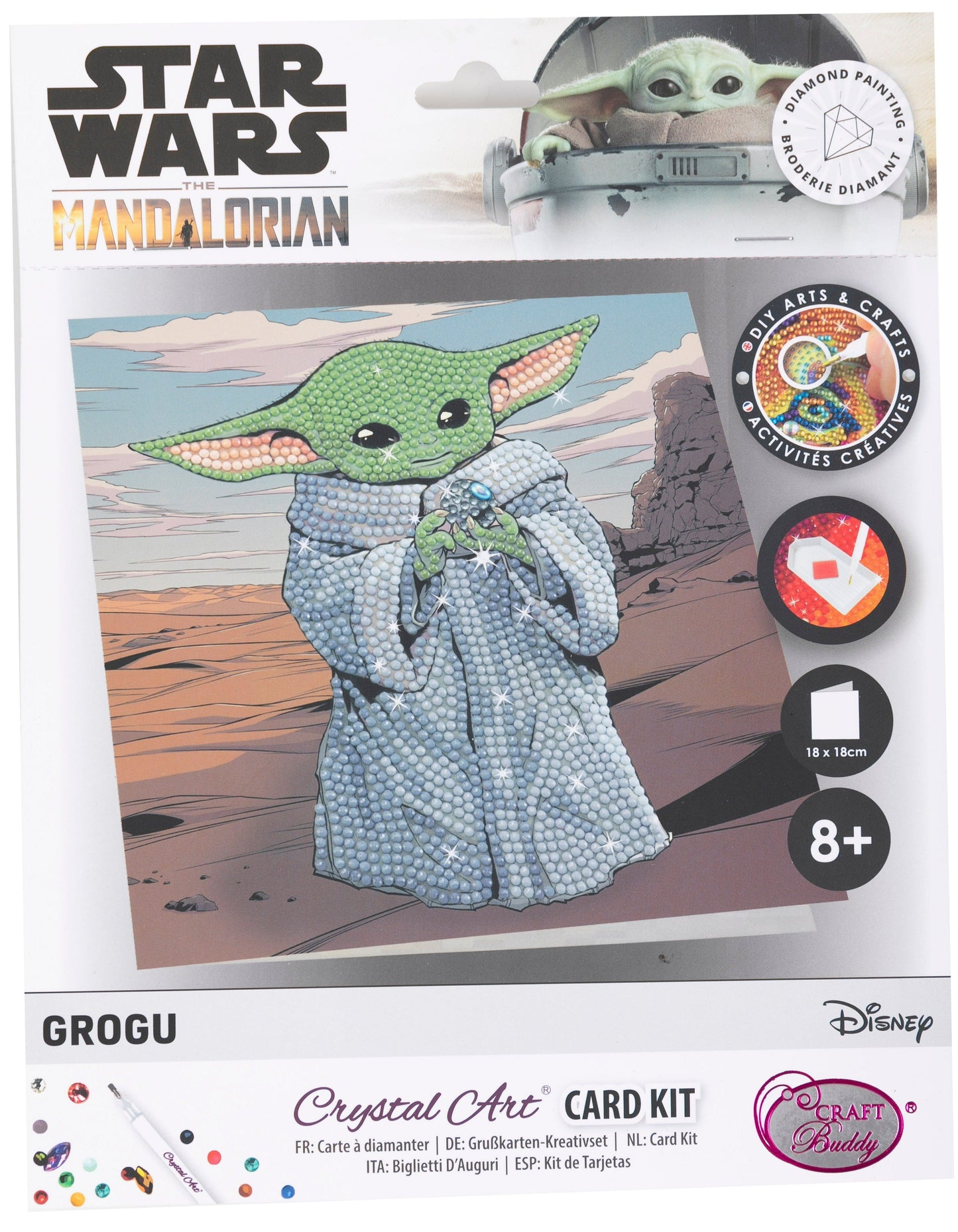 Grogu 18x18cm Crystal Art Card - Front Packaging