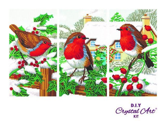 CAK-A114TT: Robin Friends Part 2, 40x22cm Triptych Crystal Art Kit