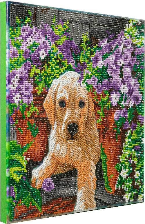 "Floral Pup" 30x30cm Crystal Art Kit