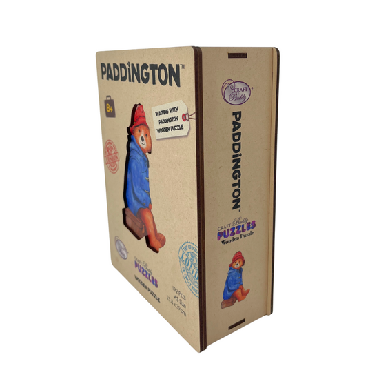 Waiting With Paddington - A3 Wooden Puzzle Side packaging