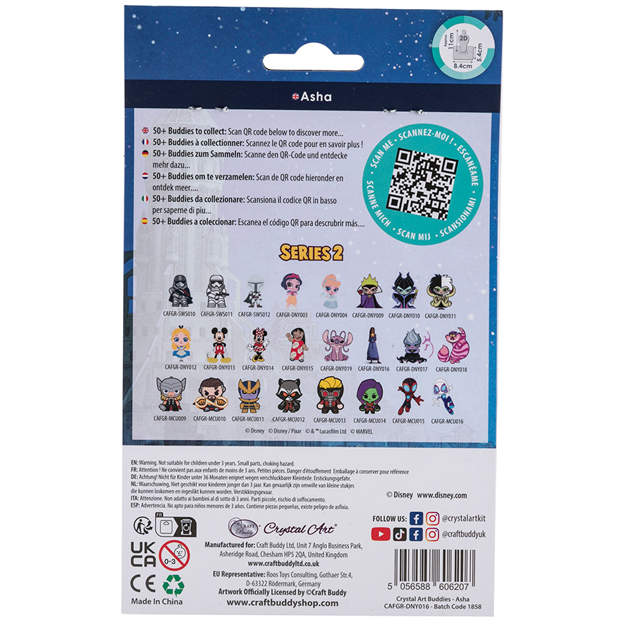 Asha crystal art buddies disney series 2 back packaging