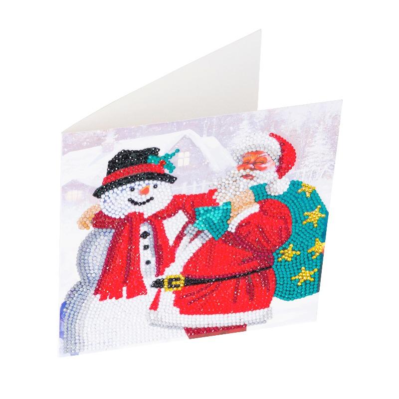 CCK-XM55: "Santa & Snowman", 18x18cm Crystal Art Card
