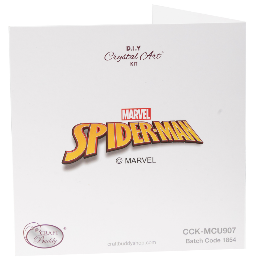 Festive Spiderman, 18x18cm Crystal Art Card Back View