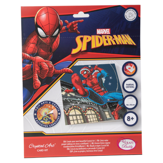 Festive Spiderman, 18x18cm Crystal Art Card Front Packaging