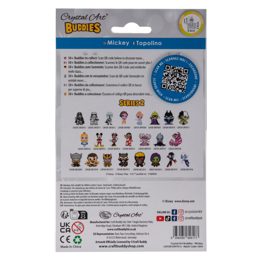 "Mickey" Crystal Art Buddies Disney Series 2 Back Packaging