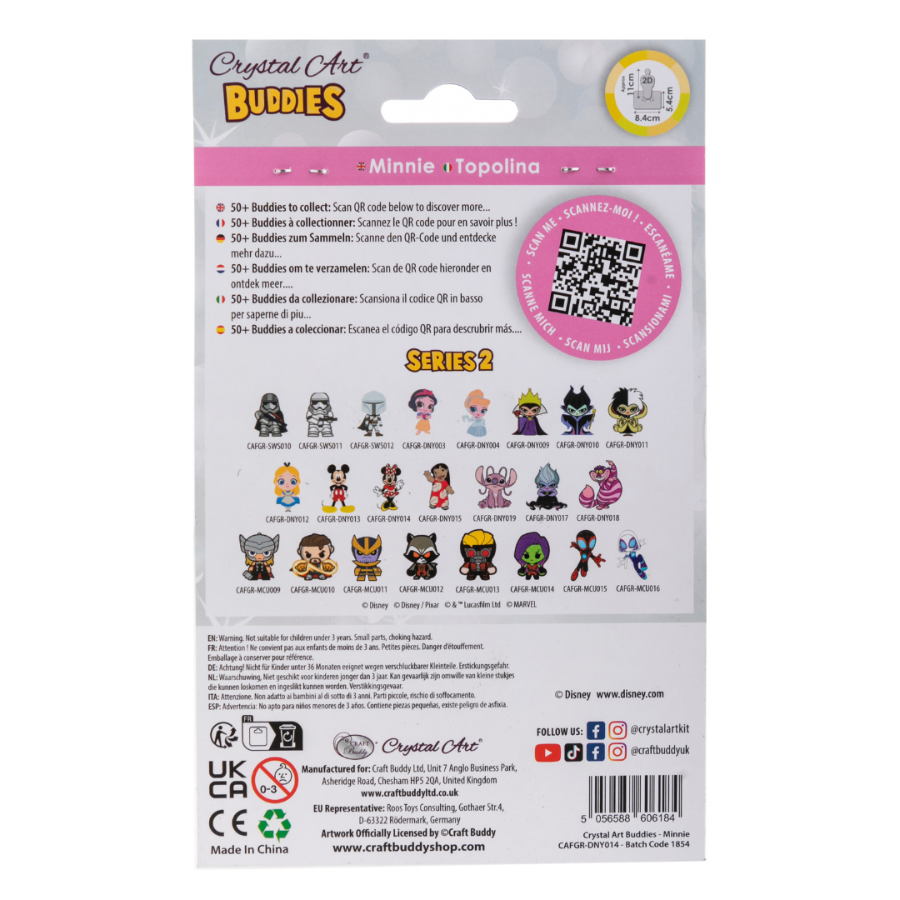 "Minnie" Crystal Art Buddies Disney Series 2 Back Packaging