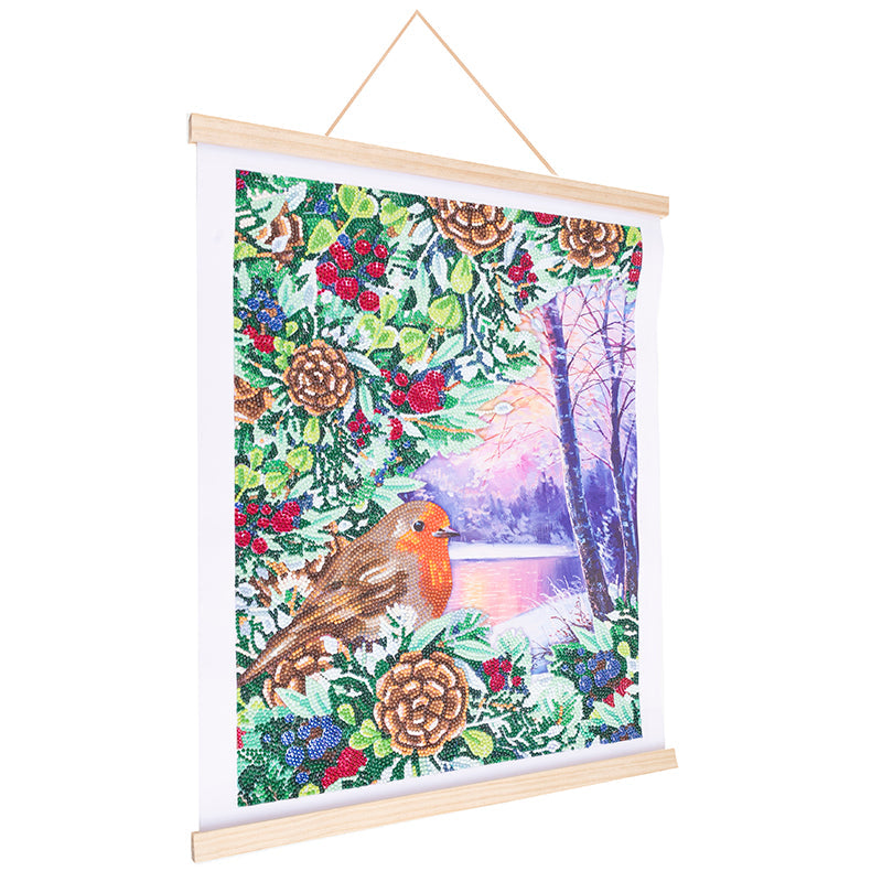 Robin crystal art scroll kit 35x45cm side