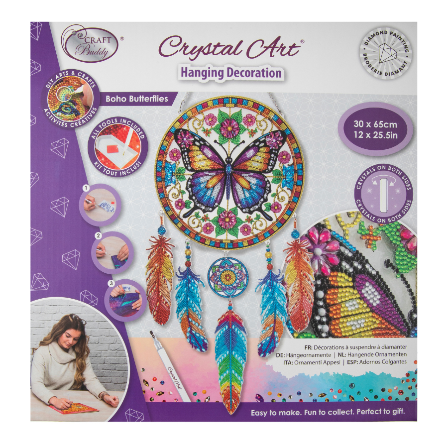 Boho Butterflies Crystal Art Hanging Decoration Kit
