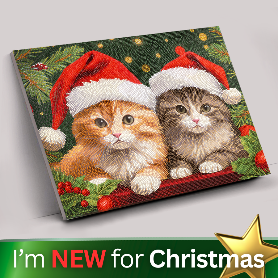Christmas Kitties Crystal Art Canvas Kit 40x50cm