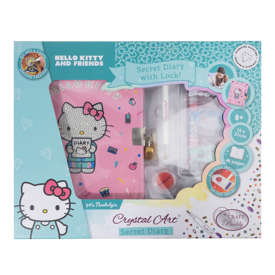 90's Nostalgia Crystal Art Secret Diary Hello Kitty & Friends