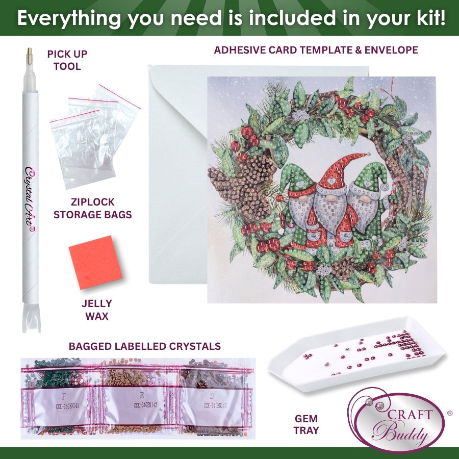 A Gonky Wreath Crystal Art Card Kit 15x15cm