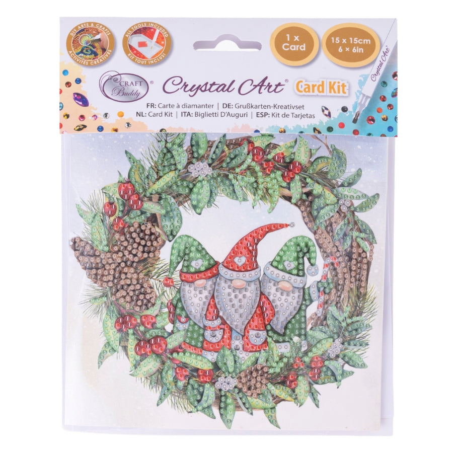A Gonky Wreath Crystal Art Card Kit 15x15cm