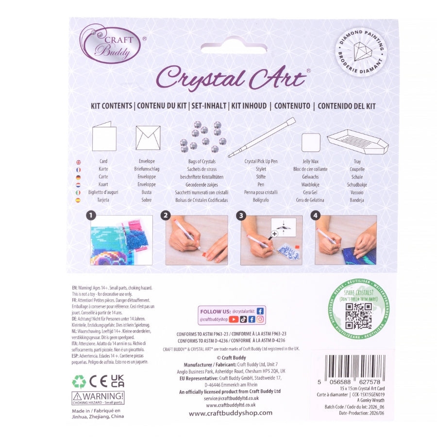A Gonky Wreath Crystal Art Card Kit 15x15cm