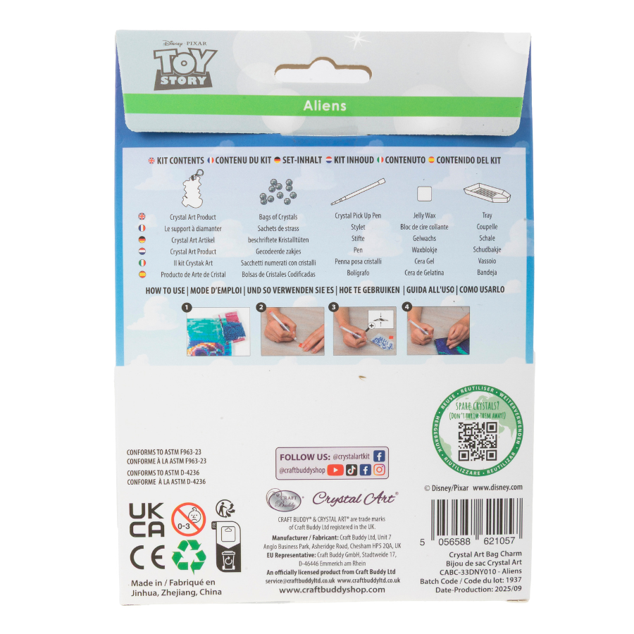 Aliens Crystal Art Bag Charm Kit Toy Story Disney Pixar