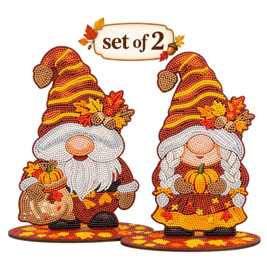 Autumn Gnomes Crystal Art Decoration Kit Set of 2