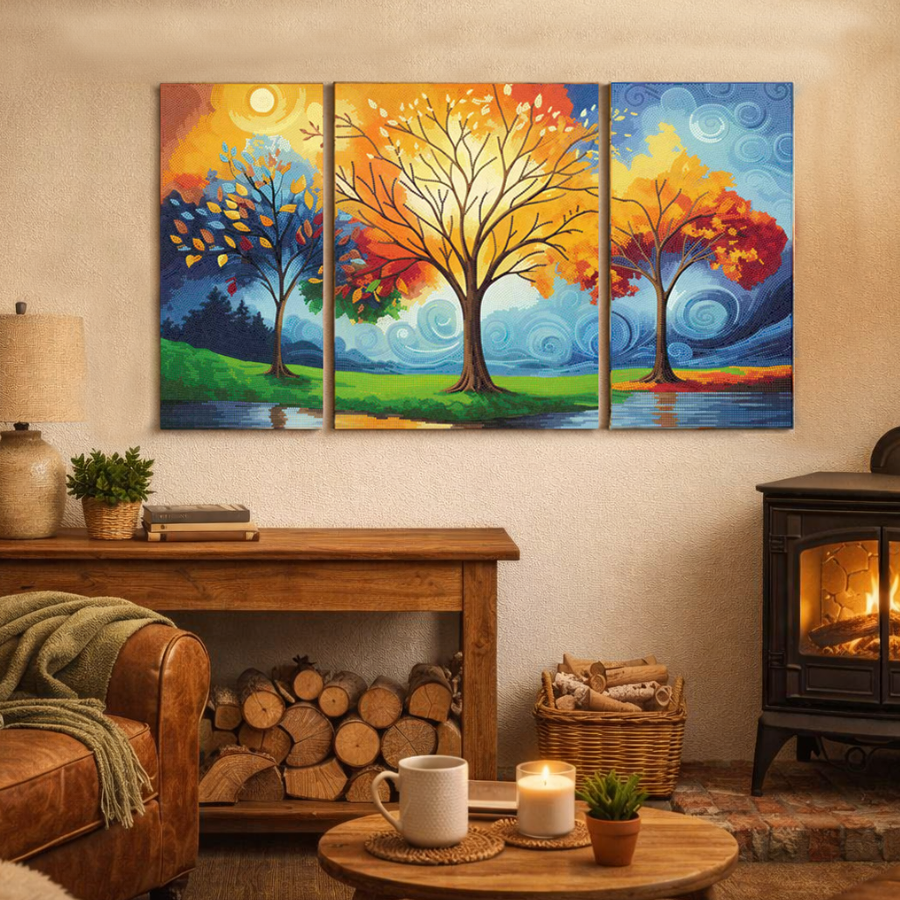 Autumn Trio Crystal Art Canvas Triptych Kit
