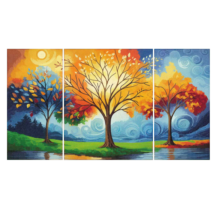 Autumn Trio Crystal Art Canvas Triptych Kit