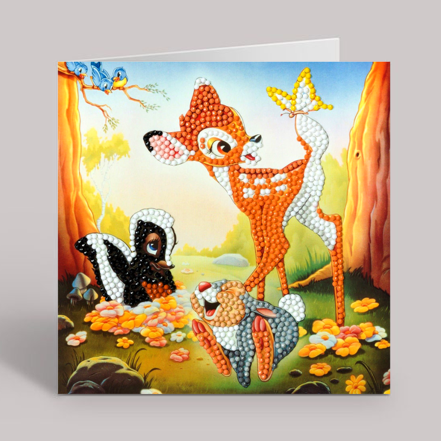 CCK-DNY804: Bambi and Friends, 18x18cm Crystal Art Card