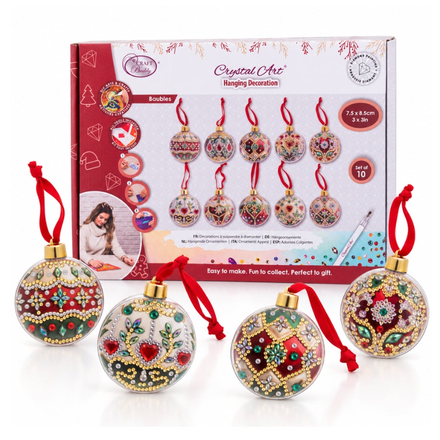 Baubles Crystal Art Hanging Decoration Kit x 10