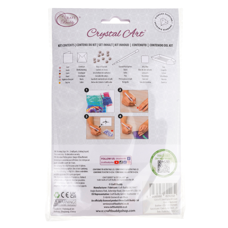 Beehive Crystal Art Card Kit 12.6cm x 17.5cm