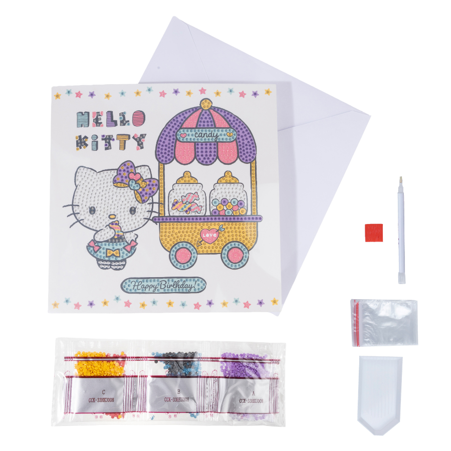 Birthday Treats Crystal Art Card 18x18cm Hello Kitty & Friends