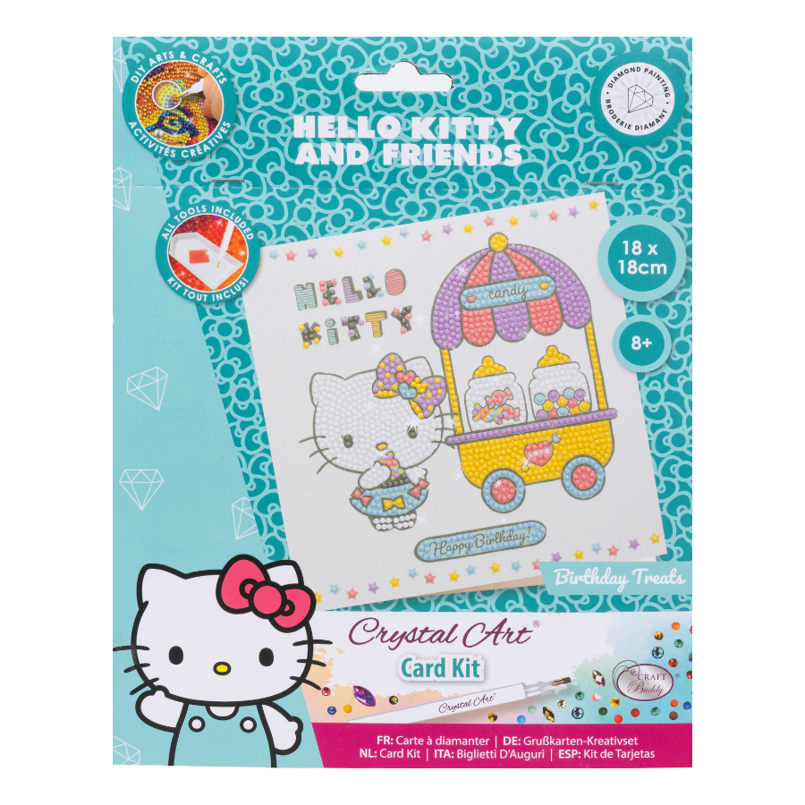 Birthday Treats Crystal Art Card 18x18cm Hello Kitty & Friends