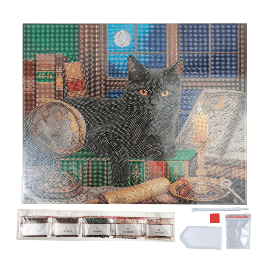 Black Cat Crystal Art Canvas Kit 50x40cm