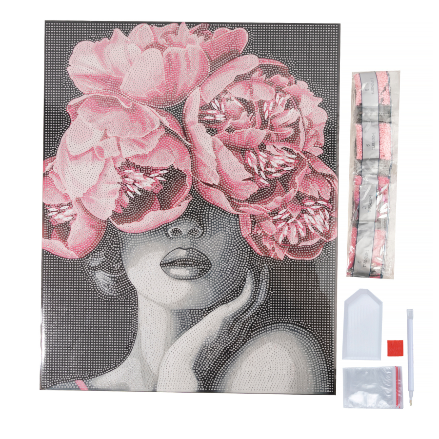 Black & White Portrait Crystal Art Canvas Kit 40x50cm