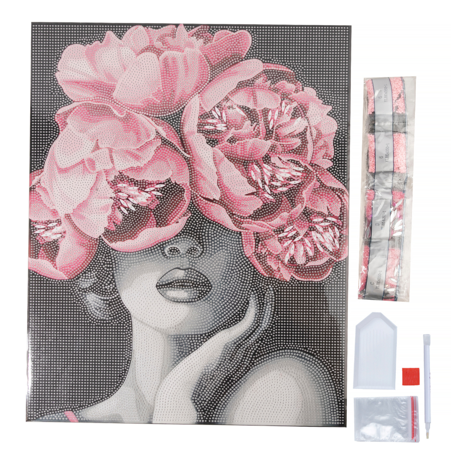 Black & White Portrait Crystal Art Canvas Kit 40x50cm