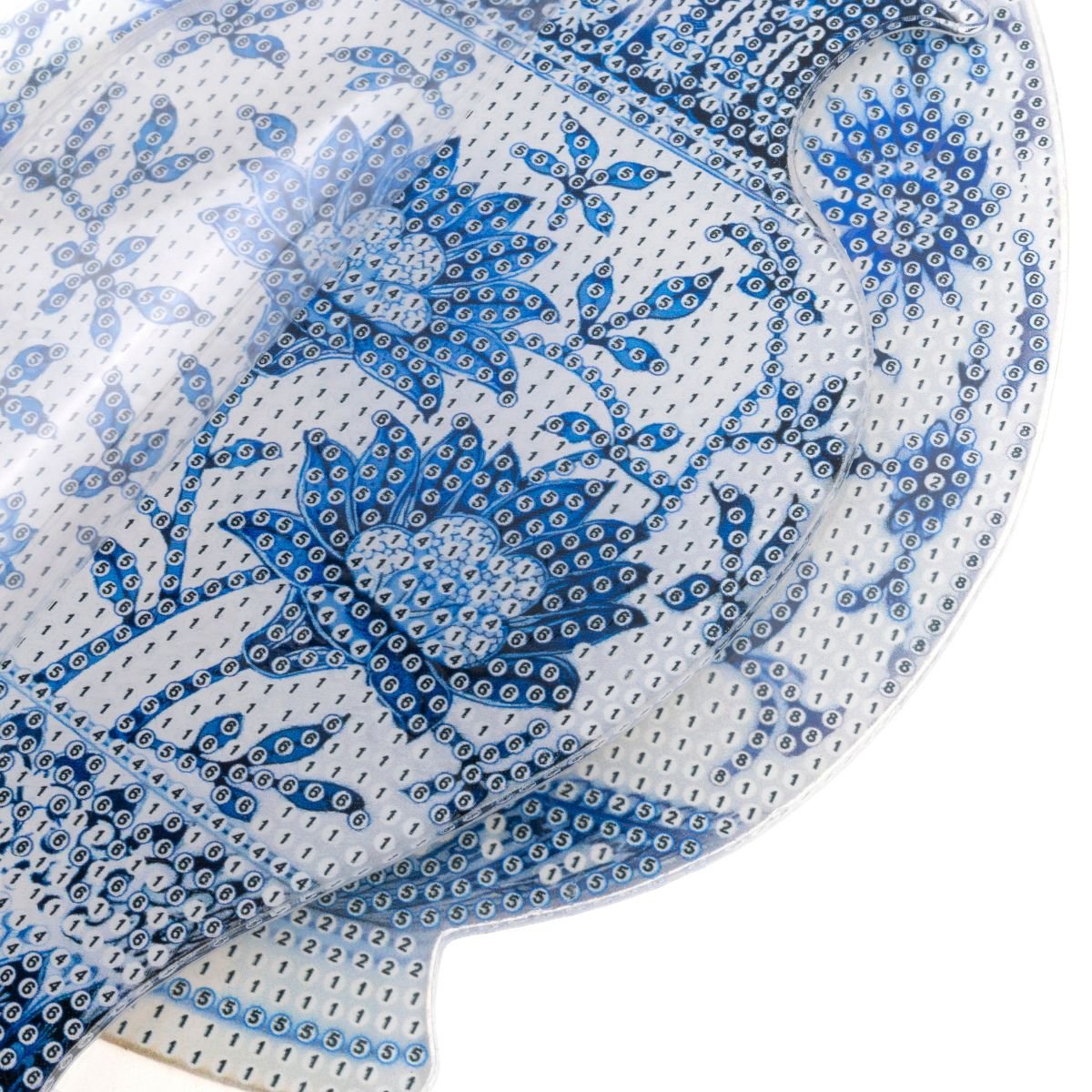 Blue vases diamond art decoration close-up unfinished