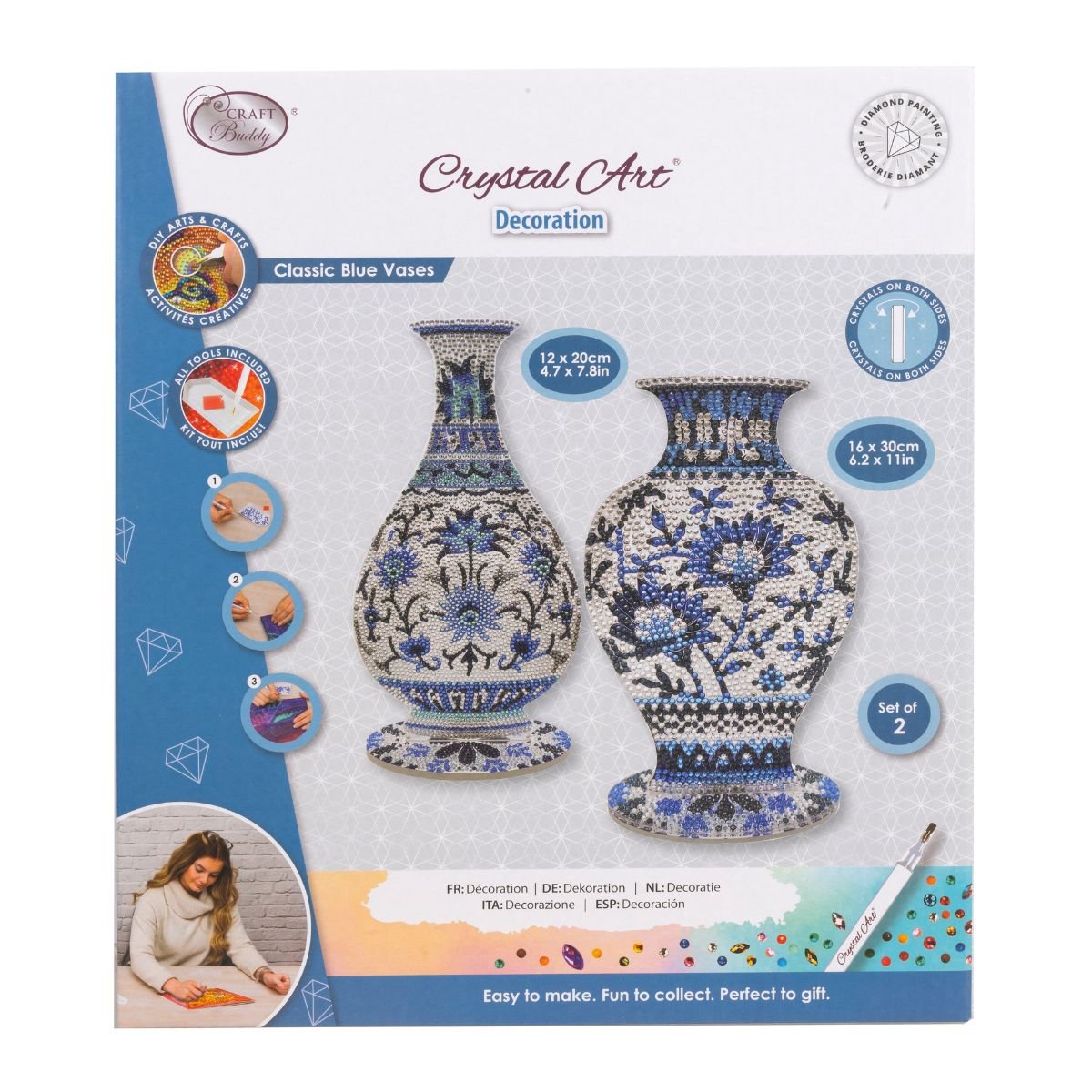 Blue vases diamond art decoration front packaging