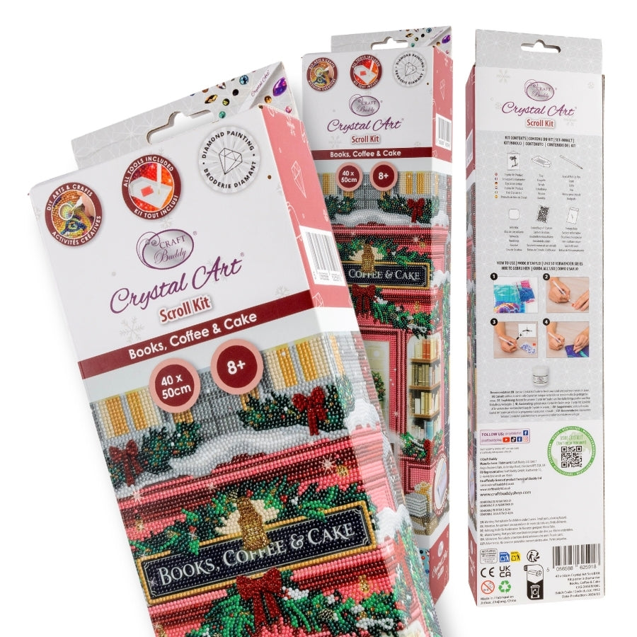 Books, Coffee & Cake Crystal Art Scroll Kit 40x50cm