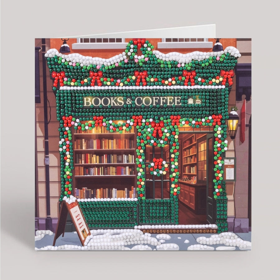 Books & Coffee Crystal Art Card Kit 18x18cm
