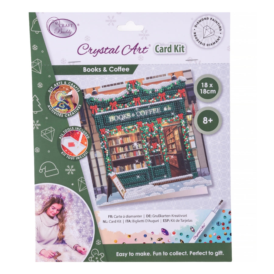 Books & Coffee Crystal Art Card Kit 18x18cm