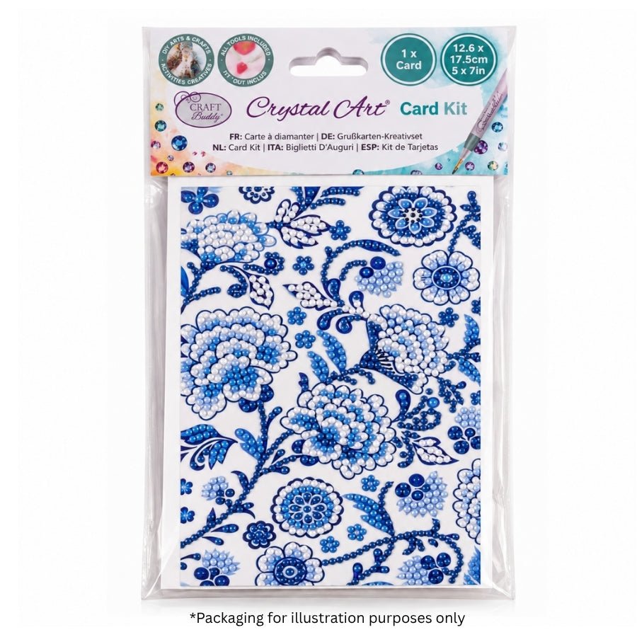 Botanical Blue Crystal Art Card Kit 12x17cm