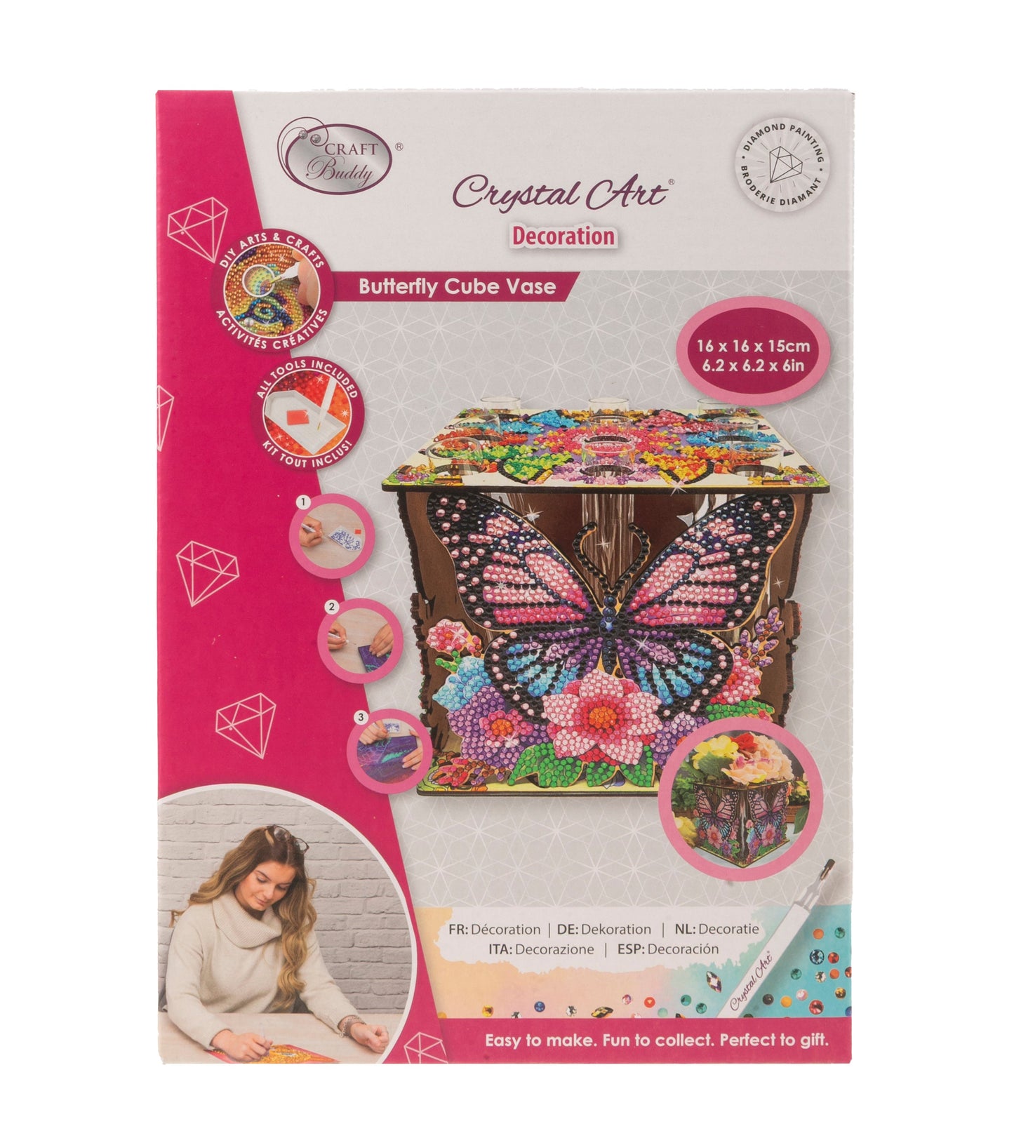 Butterfly Cube Vase Crystal Art Kit