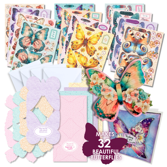 Butterfly Shaped Card Collection Card Making Kit x 32 Cards – Craft ...