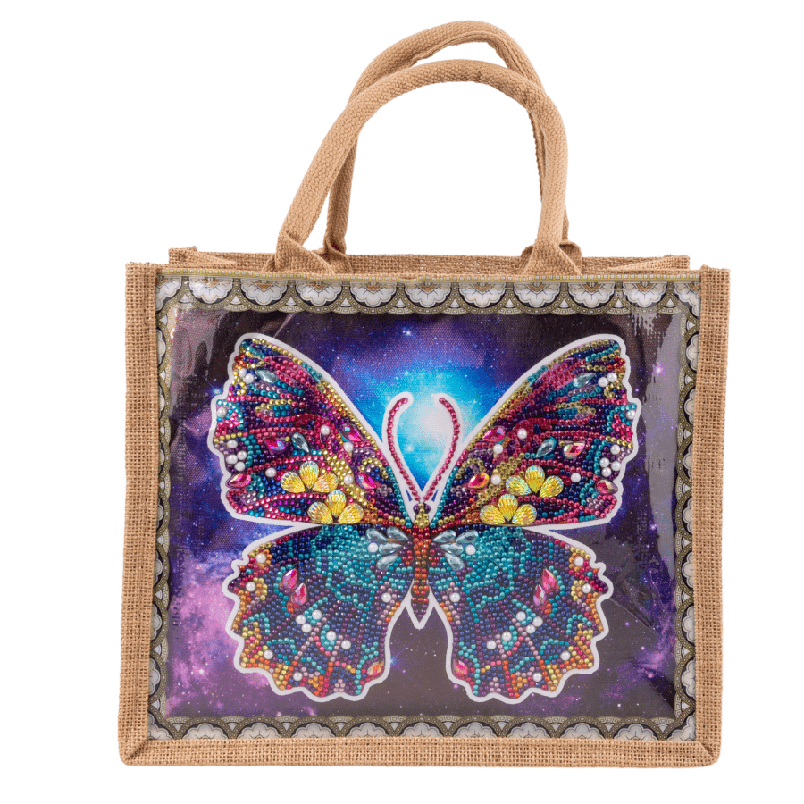 CA-FBC004 Crystal Art Interchangeable Panel Jute Bag butterfly