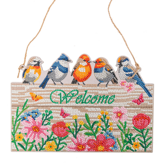 CA-HD040KT Feathery Welcome Crystal Art Hanging Decoration sign