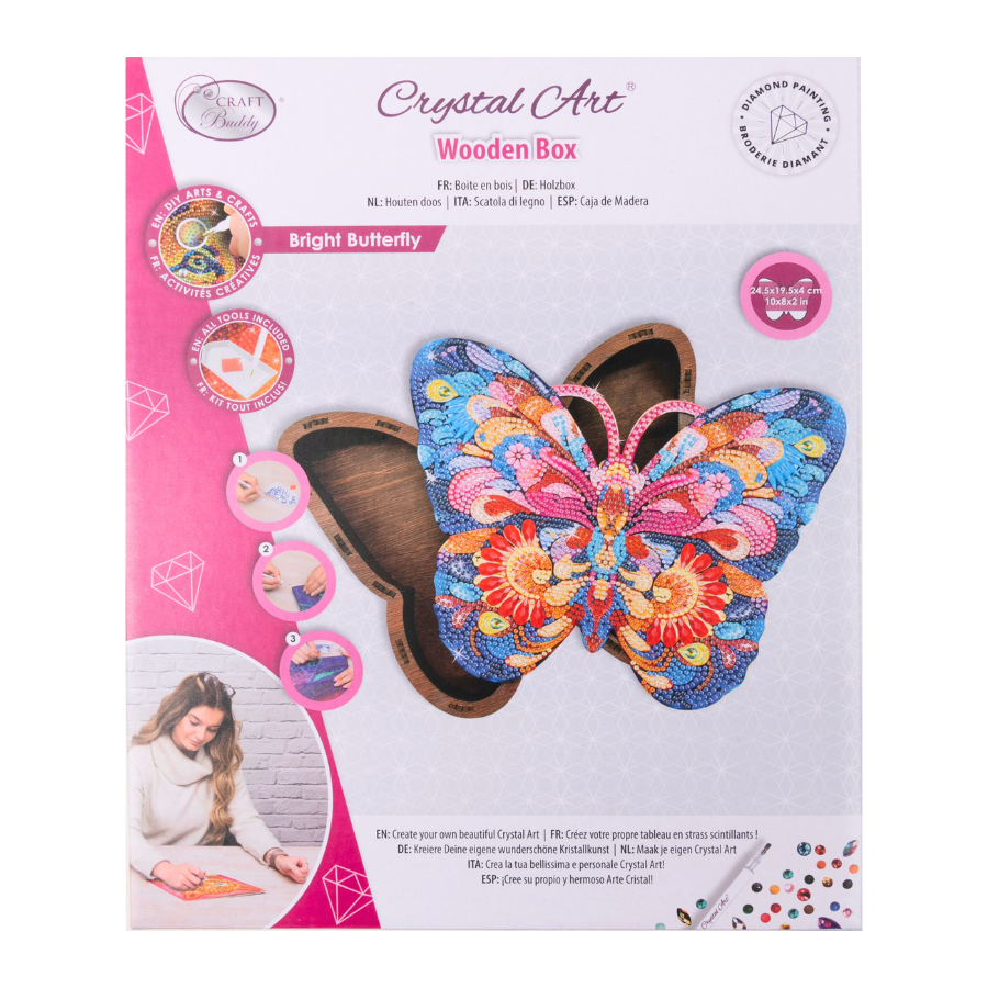 CA-MDF-070 Bright Butterfly Crystal Art Shaped Box Kit 10