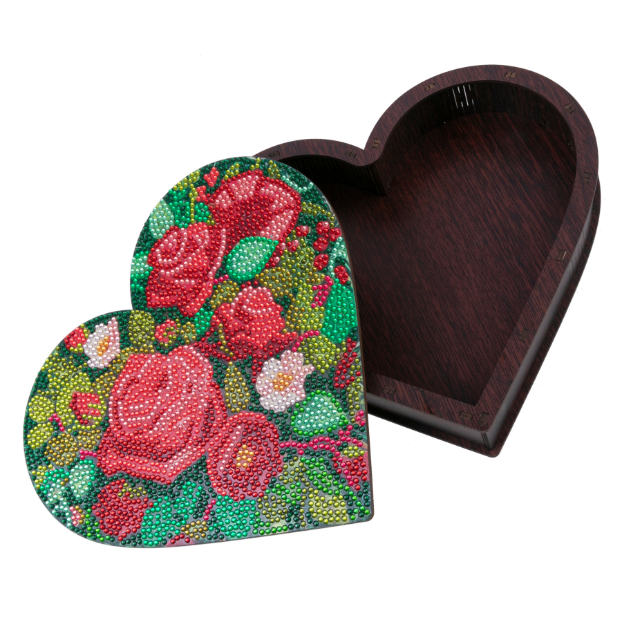 CA-MDF-071 Heart Rose Crystal Wooden Shaped Box 6