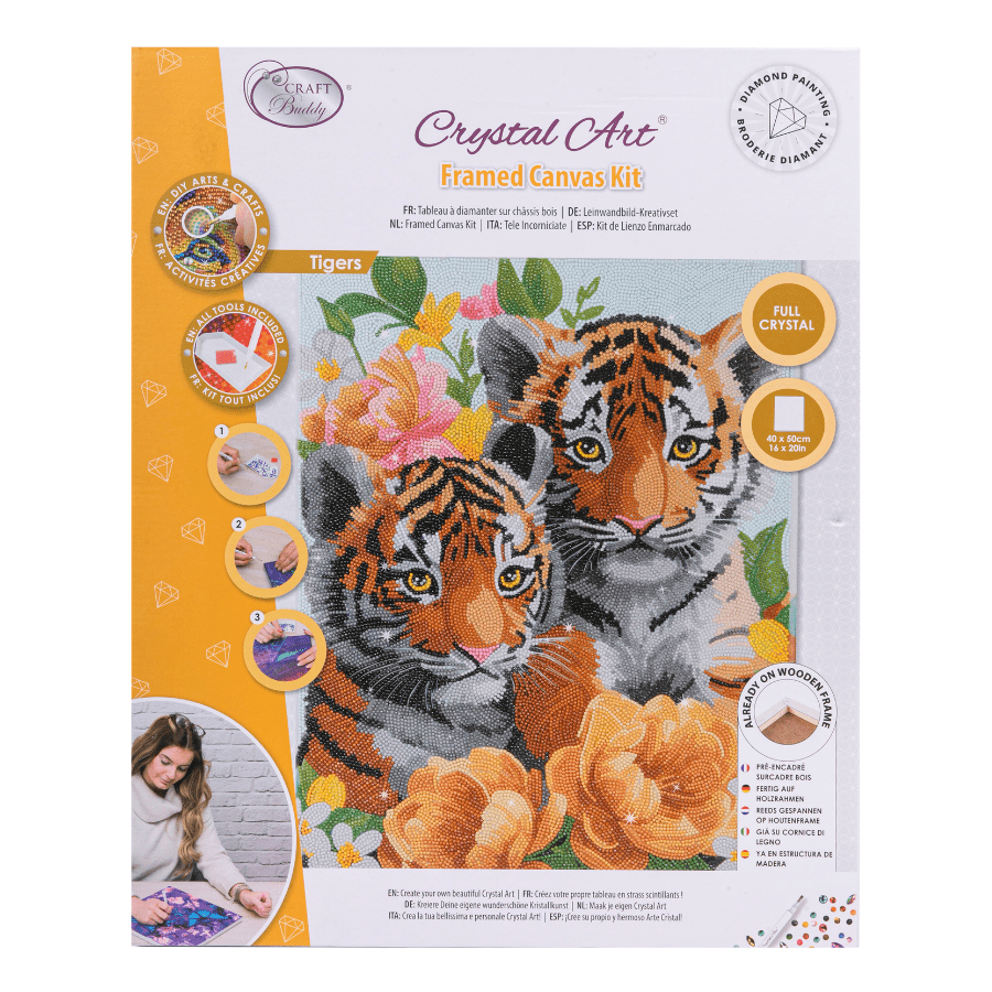 CAK-A231L Tigers Crystal Art Canvas Kit 40x50cm 1