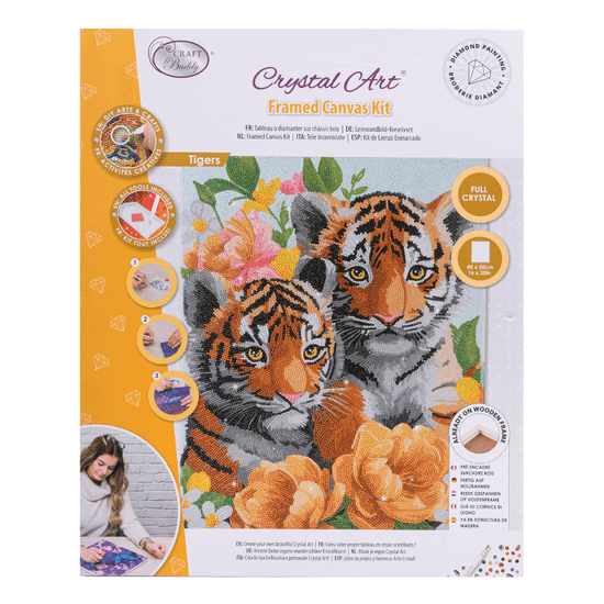 CAK-A231L Tigers Crystal Art Canvas Kit 40x50cm 1