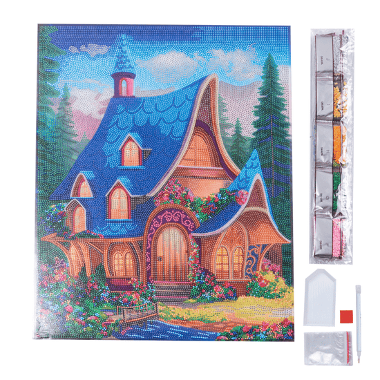 CAK-A235L Forest House Crystal Art Canvas 40x50 contents