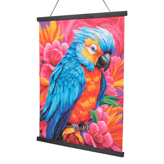 CAS-083L Pretty Parrot Crystal Art Scroll 40x50cm angle